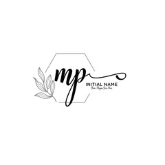 Initial letter MP beauty handwriting logo vector