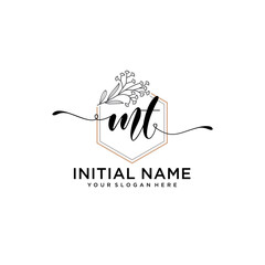 Initial letter MT beauty handwriting logo vector