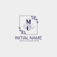Initial letter MU beauty handwriting logo vector
