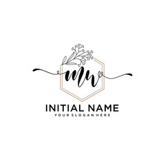 Initial letter MW beauty handwriting logo vector