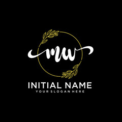 MW Initial handwriting logo vector. Hand lettering for designs.