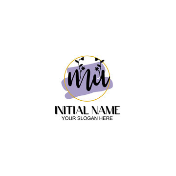 Initial letter MU beauty handwriting logo vector