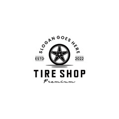 tire shop logo design vintage classical template