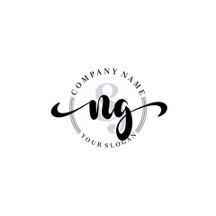 NG Initial handwriting logo vector. Hand lettering for designs.