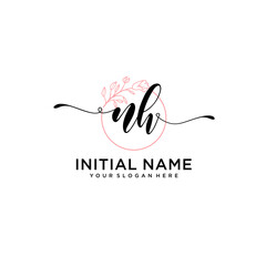Initial letter NH beauty handwriting logo vector