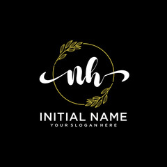 NH Initial handwriting logo vector. Hand lettering for designs.