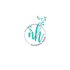 Initial letter NH beauty handwriting logo vector