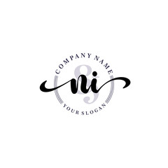 NI Initial handwriting logo vector. Hand lettering for designs.