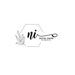 Initial letter NI beauty handwriting logo vector