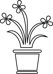silhouettes of flowers in pots - Illustration line art vector.eps