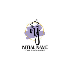 Initial letter NJ beauty handwriting logo vector