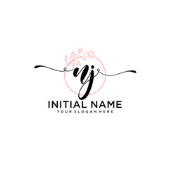Initial letter NJ beauty handwriting logo vector