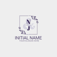Initial letter NJ beauty handwriting logo vector