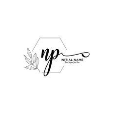 Initial letter NP beauty handwriting logo vector