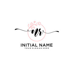 Initial letter NR beauty handwriting logo vector