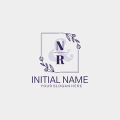 Initial letter NR beauty handwriting logo vector