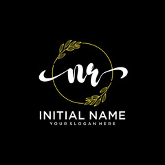 NR Initial handwriting logo vector. Hand lettering for designs.