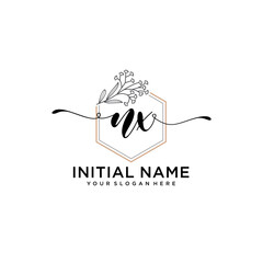 Initial letter NX beauty handwriting logo vector