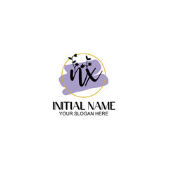 Initial letter NX beauty handwriting logo vector