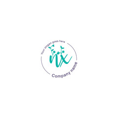 Initial letter NX beauty handwriting logo vector