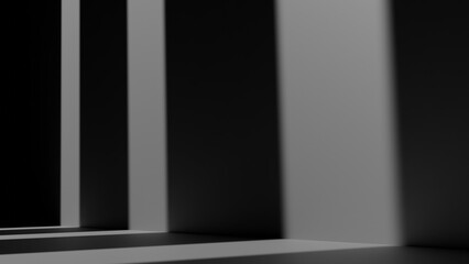 black room with three front lights. Product display in dark room