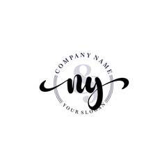 NY Initial handwriting logo vector. Hand lettering for designs.