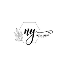 Initial letter NY beauty handwriting logo vector