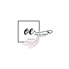 Initial letter OE beauty handwriting logo vector