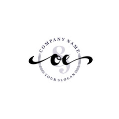 OE Initial handwriting logo vector. Hand lettering for designs.