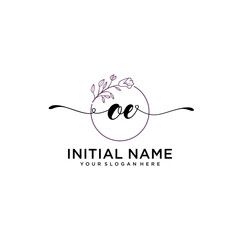 Initial letter OE beauty handwriting logo vector