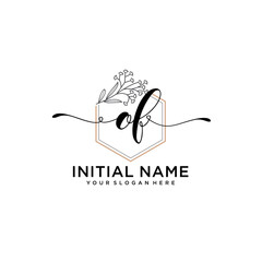Initial letter OF beauty handwriting logo vector