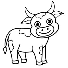 Obraz na płótnie Canvas Line art cow cartoon coloring page