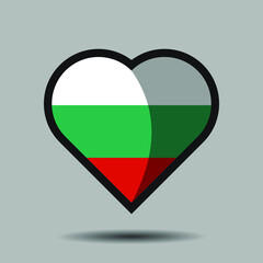 Bulgaria flag. Official national flag element on heart shape vector. World flag symbol and icon. Vector eps 10.