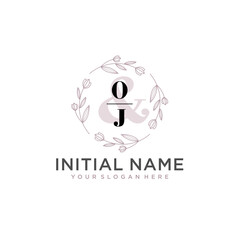 Initial letter OJ beauty handwriting logo vector