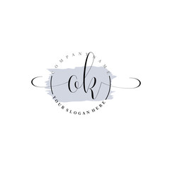 OK Initial handwriting logo vector. Hand lettering for designs.
