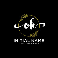 OK Initial handwriting logo vector. Hand lettering for designs.