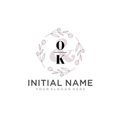 Initial letter OK beauty handwriting logo vector