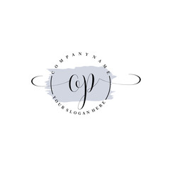 OP Initial handwriting logo vector. Hand lettering for designs.