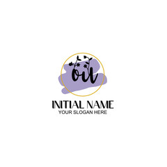Initial letter OU beauty handwriting logo vector