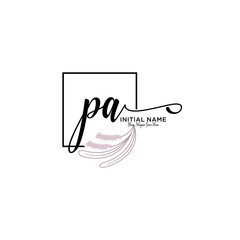Initial letter PA beauty handwriting logo vector