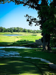 golf course wedding day ceremony open fields beautiful