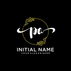 PA Initial handwriting logo vector. Hand lettering for designs.