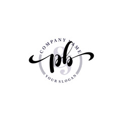 PB Initial handwriting logo vector. Hand lettering for designs.