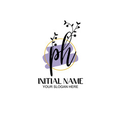 Fototapeta premium Initial letter PH beauty handwriting logo vector