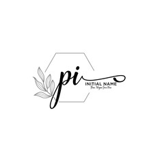 Initial letter PI beauty handwriting logo vector