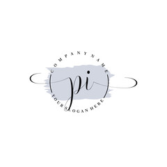 PI Initial handwriting logo vector. Hand lettering for designs.