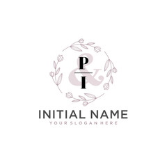 Initial letter PI beauty handwriting logo vector