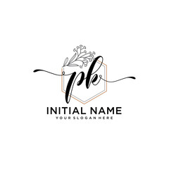 Initial letter PK beauty handwriting logo vector