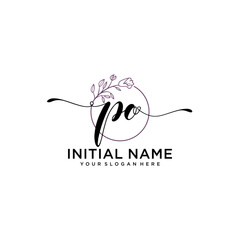 Initial letter PO beauty handwriting logo vector