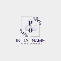Initial letter PO beauty handwriting logo vector